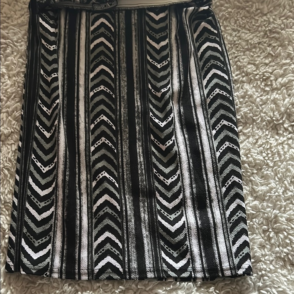 Sequin Black and White Pencil Skirt Knee-Length